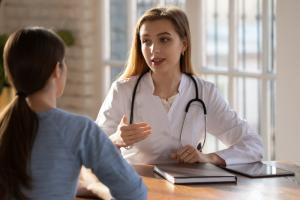 Teen at annual gynecology visit